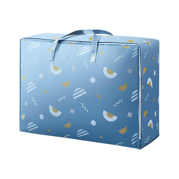 Foldable Large Capacity Comforter Clothes Blue Geometry Storage Bag