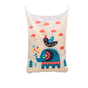 Large Capacity Cartoon Elephant Pattern Hanging Laundry Hamper Storage Bag