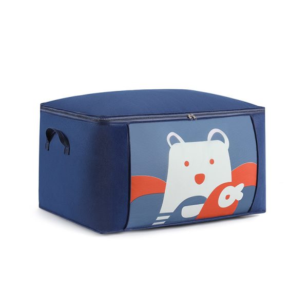 Cartoon Printed Clothing Comforter Navy Blue Bear Storage Box