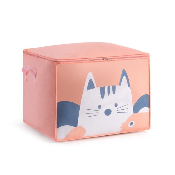 Cartoon Printed Clothing Comforter Pink Cat Storage Box