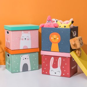 Foldable Children's Toy Box - Cute Cartoon Baby Organizer, Large Paper Storage Bin, Gift Box