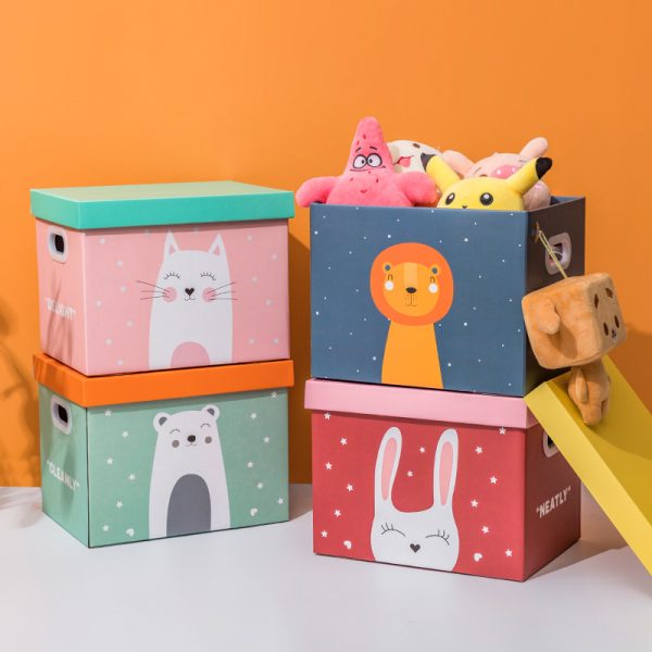 Foldable Children's Toy Box - Cute Cartoon Baby Organizer, Large Paper Storage Bin, Gift Box