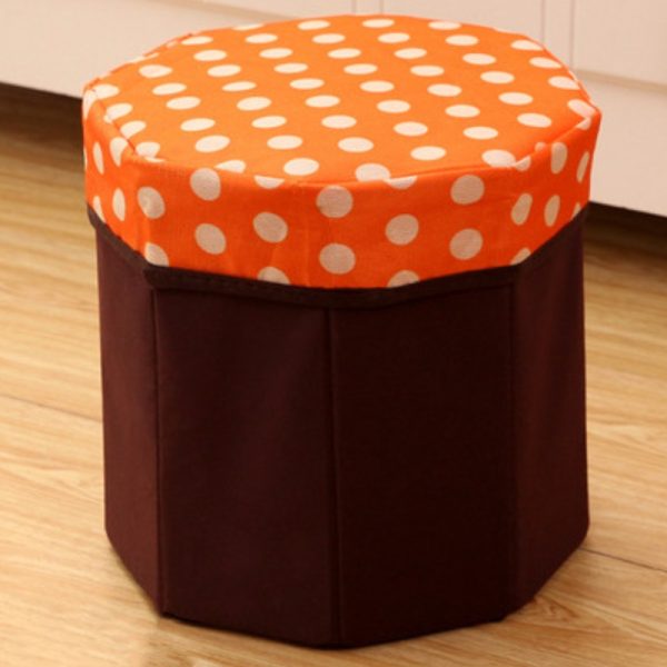 Round Folding Storage Ottoman, Round Dot