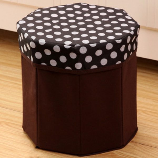 Round Folding Storage Ottoman, Round Dot