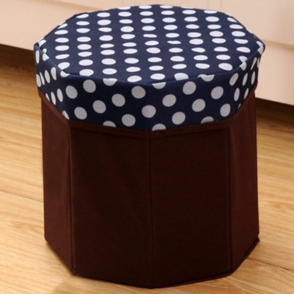 Round Folding Storage Ottoman, Round Dot