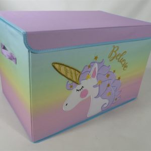 Rainbow Unicorn Storage Box - Children's Toy and Household Storage with Flip-Top Lid and Large Capacity