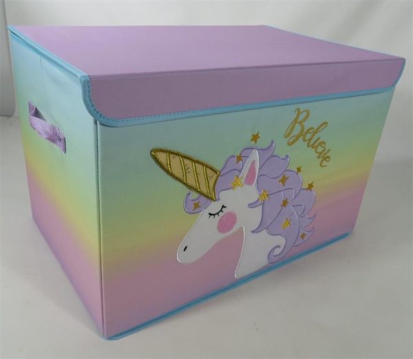 Rainbow Unicorn Storage Box - Children's Toy and Household Storage with Flip-Top Lid and Large Capacity