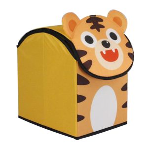 Cartoon Animal Foldable Storage Box - Children's Toy Organizer with Cute Tiger and Busy Bee Designs