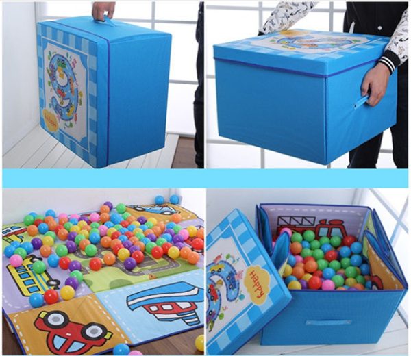 Cute Cartoon Foldable Storage Box - Baby Crawling Mat and Children's Toy Organizer