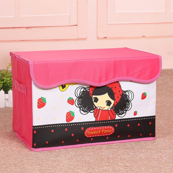 Cartoon Fabric Toy Storage Box - Children's Toy and Miscellaneous Item Organizer, Clothing Storage with Foldable Design and Convenient Handle