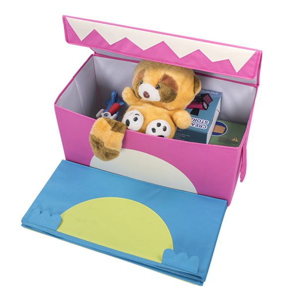 Vibrant Pink and Blue Children's Toy Storage Box - Flip-Top, High-Capacity Kids' Organizer