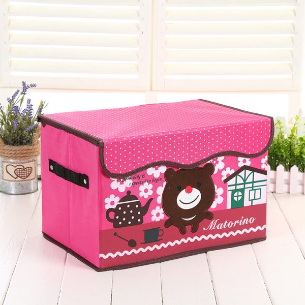 Cartoon Fabric Toy Storage Box - Children's Toy and Miscellaneous Item Organizer, Clothing Storage with Foldable Design and Convenient Handle