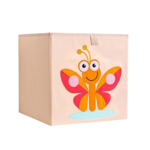 Cartoon Embroidered Fabric Storage Box - Large Children's Toy Storage Bin, Foldable and Washable Clothes Organizer