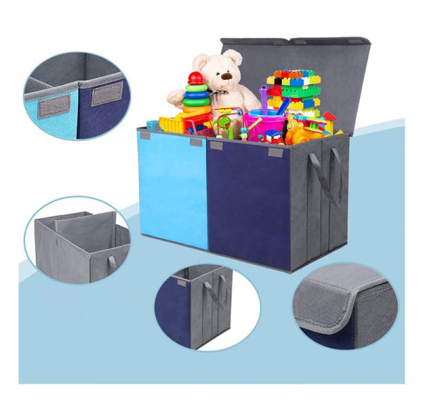 Children's Toy Storage Box Fabric Household Organizer - Foldable Clothes and Life Essentials Organizer with Lid