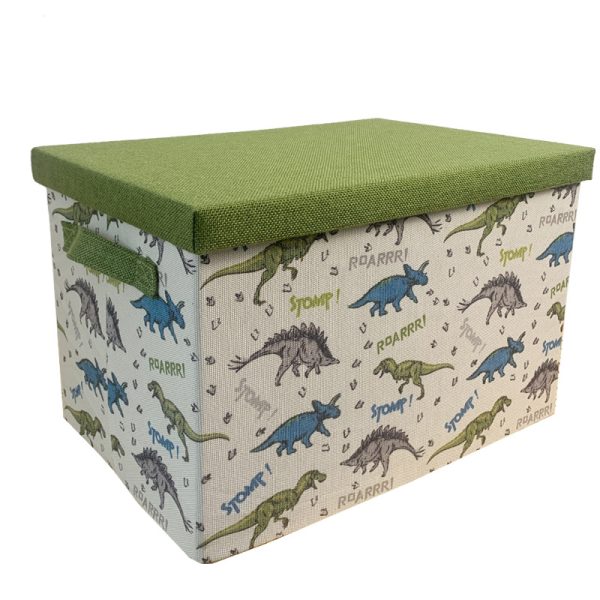 Foldable Toy Storage Box with Lid - Dinosaur Themed Children's Wardrobe Clothing Organizer