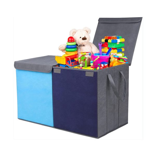 Children's Toy Storage Box Fabric Household Organizer - Foldable Clothes and Life Essentials Organizer with Lid