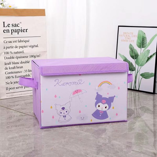 Sanrio Large Capacity Fabric Bedroom Clothing Organization and Storage Box - Living Room and Children's Toy Organizer with Foldable Flip-Top Lid