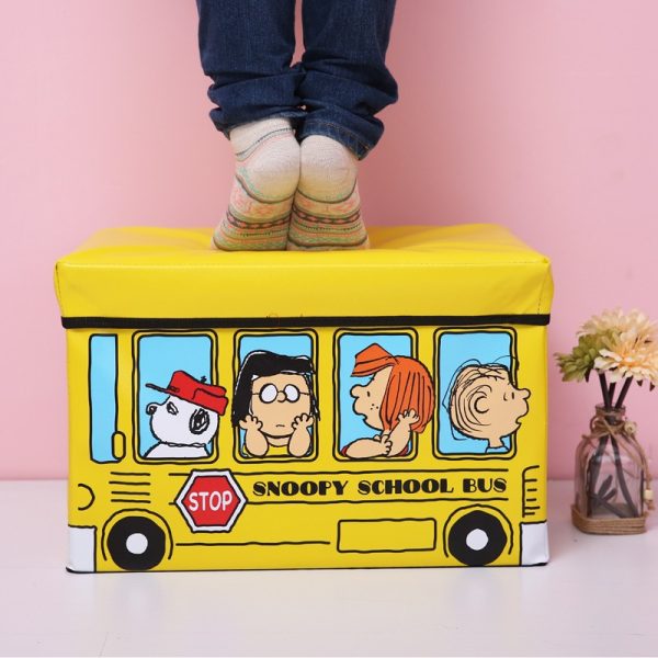 Children's Cartoon PU Storage Stool - Foldable Shoe Changing Bench, Adorable and Creative Toy & Miscellaneous Items Organizer for Kindergarten and Students