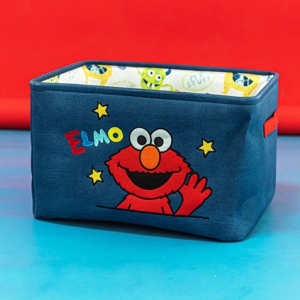 Sesame Street Embroidered Fabric Toy Storage Box - Large, Thick, Foldable Dirty Laundry Basket, Children's Room Miscellaneous Items Organizer