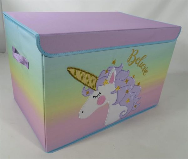 Rainbow Unicorn Storage Box - Children's Toy and Household Storage with Flip-Top Lid and Large Capacity