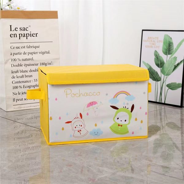 Sanrio Large Capacity Fabric Bedroom Clothing Organization and Storage Box - Living Room and Children's Toy Organizer with Foldable Flip-Top Lid