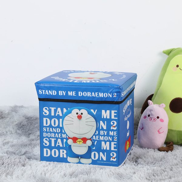 Cartoon Anime Foldable Storage Stool - Eco-friendly Children's Toy, Book, and Clothes Organizer with Seating Function