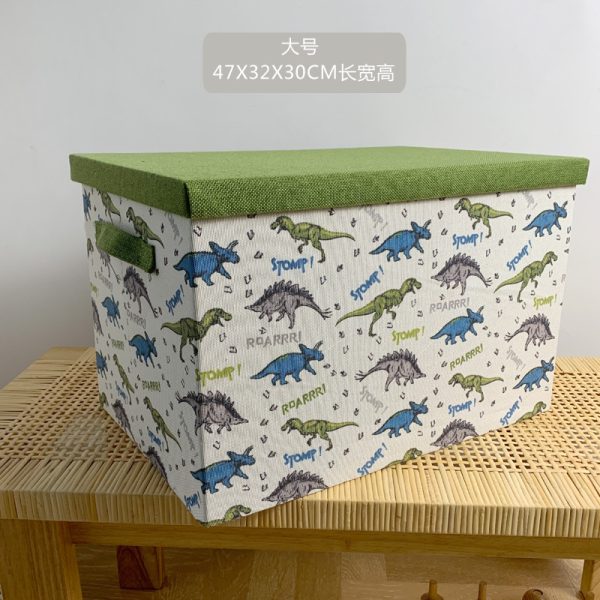 Foldable Toy Storage Box with Lid - Dinosaur Themed Children's Wardrobe Clothing Organizer