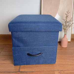 Linen Ottoman with Drawer