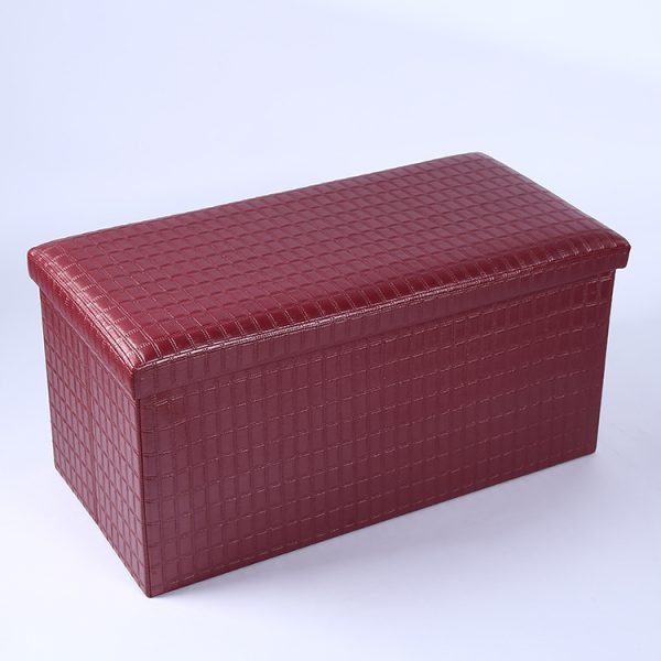 Folding Storage Ottoman, Faux Leather