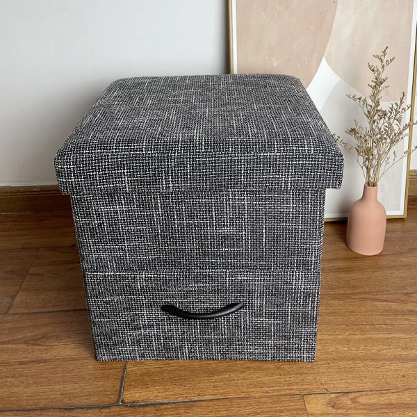 Linen Ottoman with Drawer