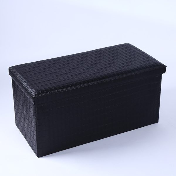 Folding Storage Ottoman, Faux Leather