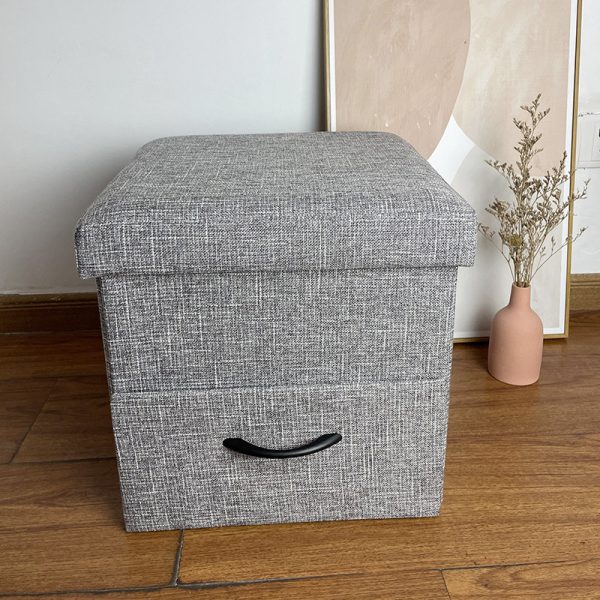 Linen Ottoman with Drawer