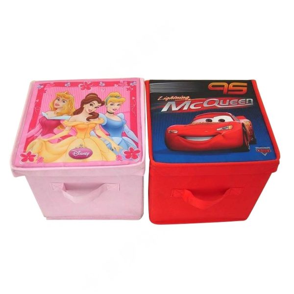 Household Foldable Storage Box - Large Capacity Small Flip-Top Box with Children's Cartoon Pattern, Non-Woven Fabric