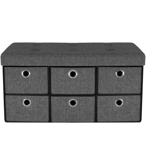 Folding Ottoman Bench with Drawers