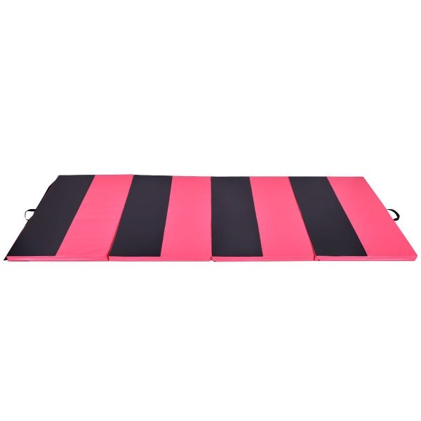 Pink black foldable 4-fold gymnastic mat fitness mat