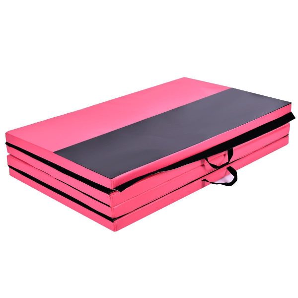 Pink black foldable 4-fold gymnastic mat fitness mat