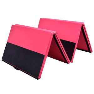 Pink black foldable 4-fold gymnastic mat fitness mat