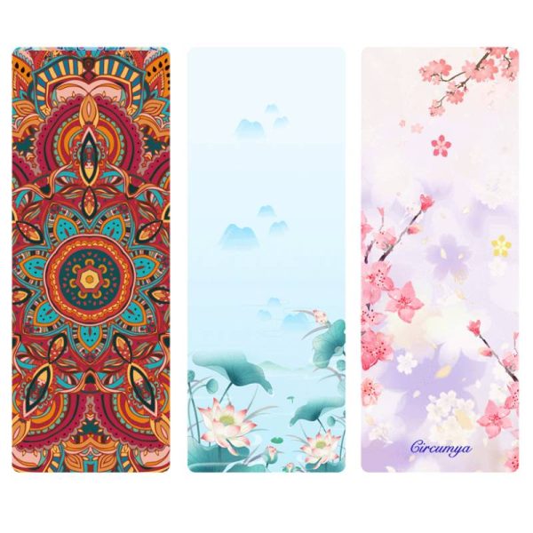 1mm ultra-thin printed suede yoga mat spread anti-slip portable foldable