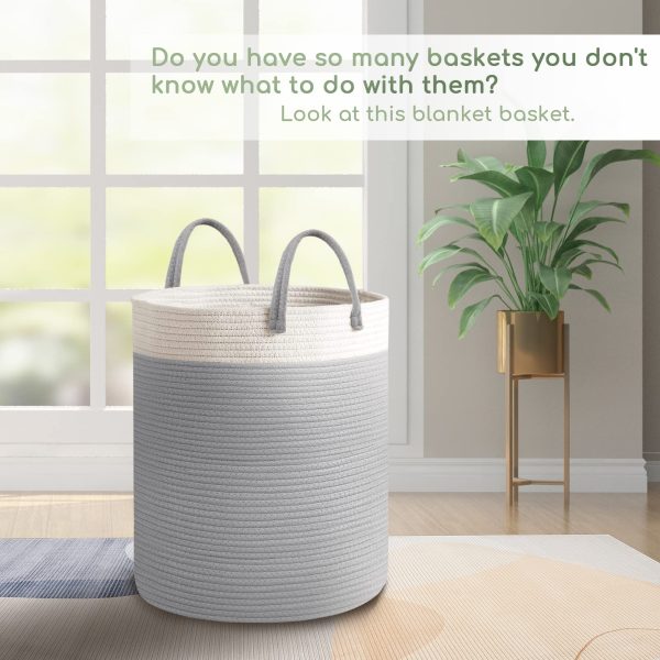 Large Tall Woven Rope Storage Laundry Basket