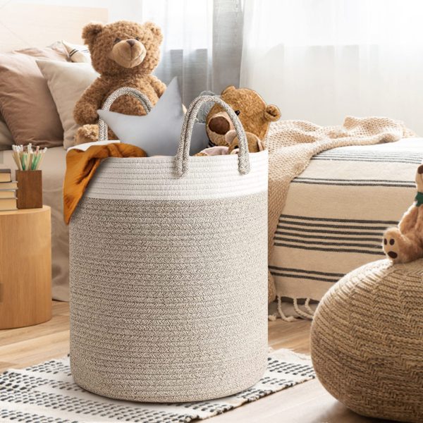 Large Tall Woven Rope Storage Laundry Basket