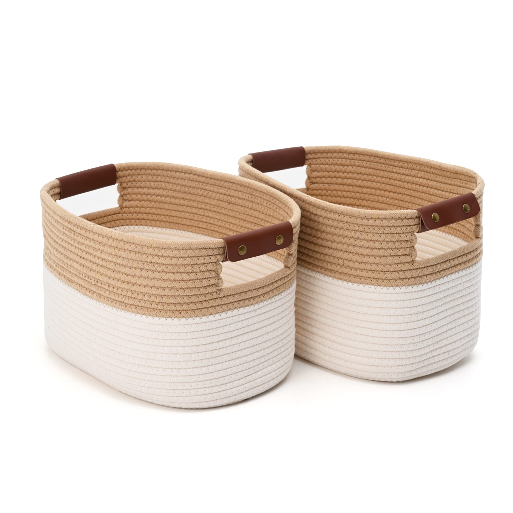2 Pack Collapsible Cotton Rope Storage Laundry Baskets
