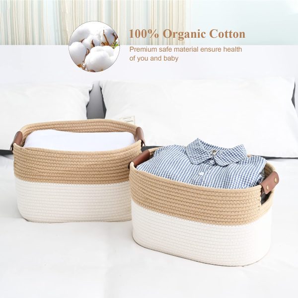 2 Pack Collapsible Cotton Rope Storage Laundry Baskets