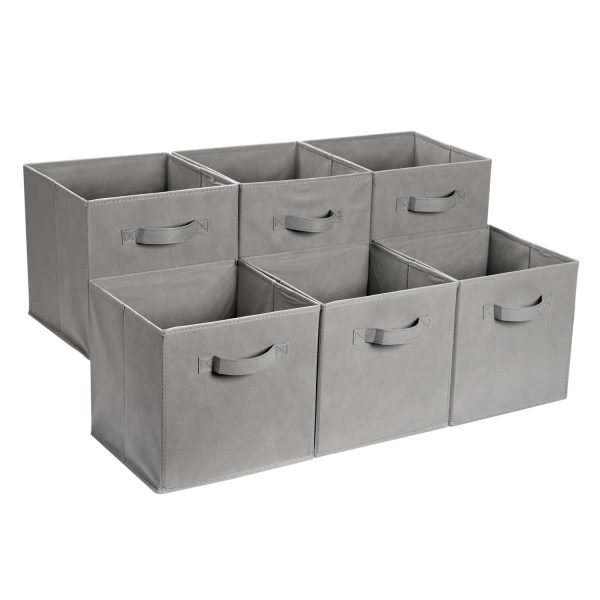 6 Pack Basics Collapsible Fabric Storage Cube Laundry Baskets
