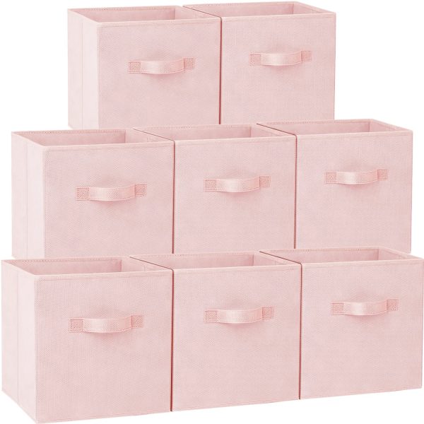 8 Pack Large Cube Fabric Collapsible Clothes Storage Laundry Baskets