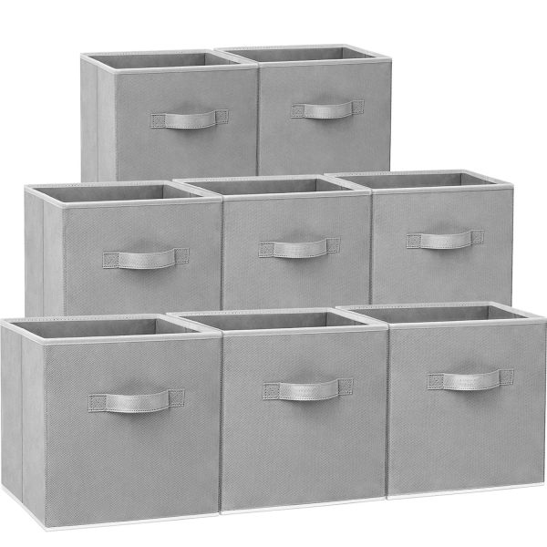 8 Pack Large Cube Fabric Collapsible Clothes Storage Laundry Baskets