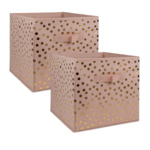 2 Piece Collapsible Polka Dot Storage Laundry Baskets