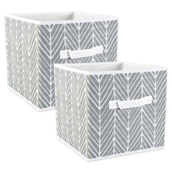 2 Piece Large Storage Collection Herringbone Laundry Baskets