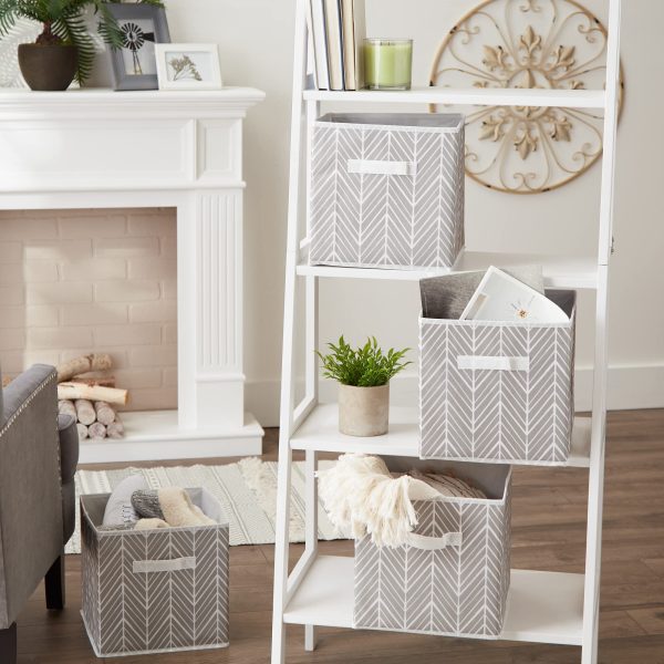 2 Piece Large Storage Collection Herringbone Laundry Baskets