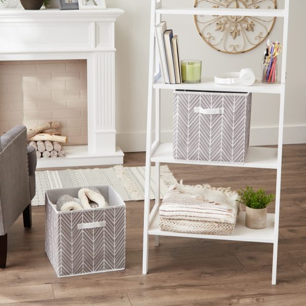 2 Piece Large Storage Collection Herringbone Laundry Baskets