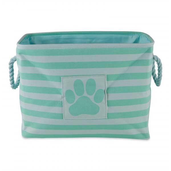 Small Rectangle Pet Striped Paw Laundry Basket